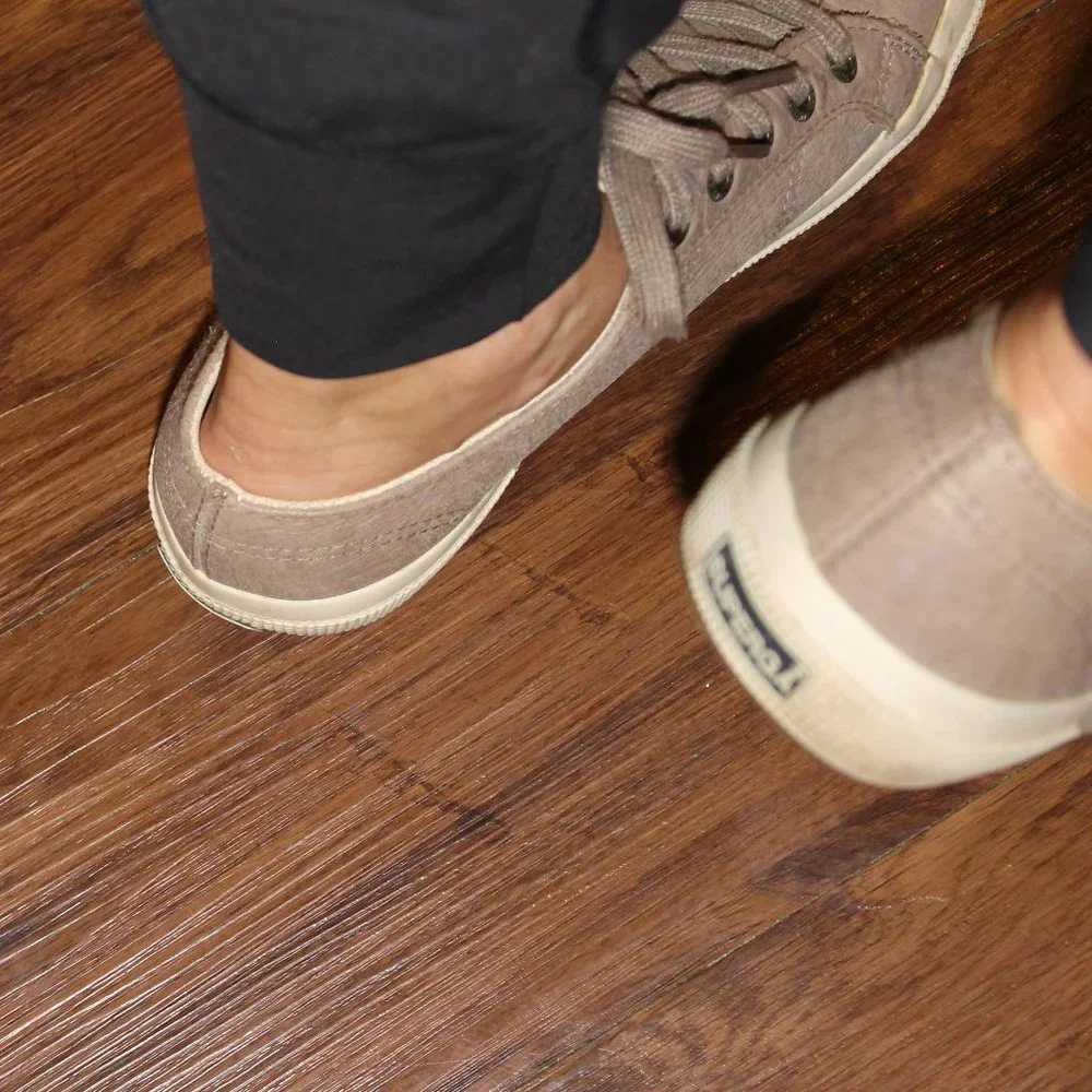 Superga Womens Sneakers Tan Gray Lace Up Leather Shoes 37 7